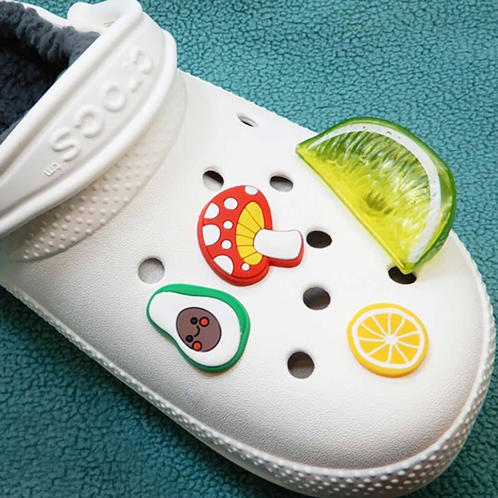 4-pc set of Croc Charms Jibitz‎ Mushroom Lime Lemon Avocado